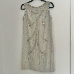 Vintage 50s Beaded Cocktail/Party shift Dress Art Deco look size S